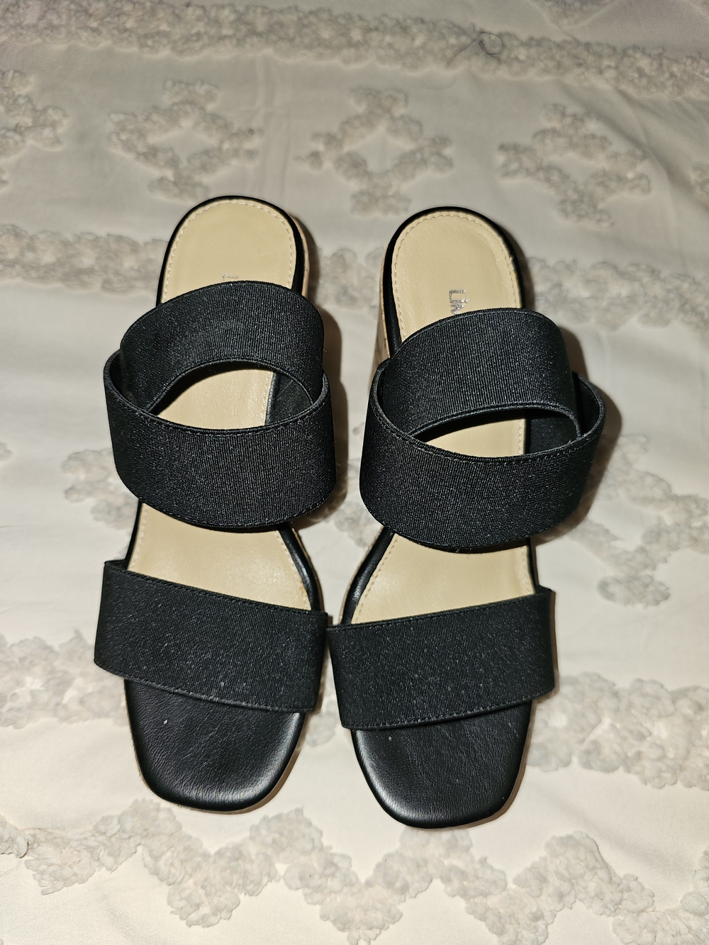 Limelight Black Cork Wedge Sandals - Women's Slip-On Platform - Picture 4 of 9